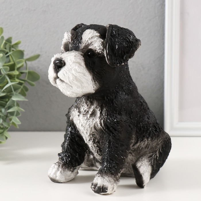 Фигурка  "Щеночек Миттель" высота 17 см, ширина 11,5 см, длина 16,5 см черно-белый