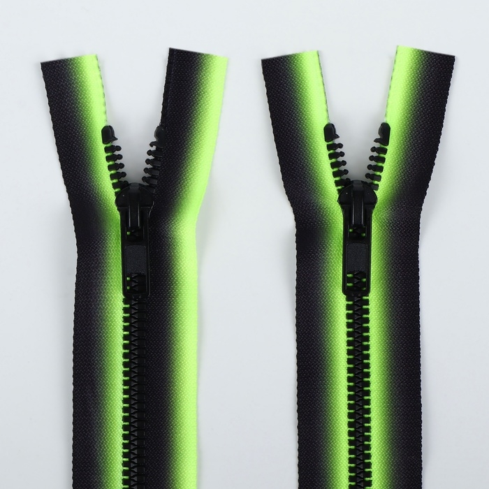 Молния &laquo;Трактор&raquo;, №5, разъёмная, замок автомат, 70 см, цвет зелёный/чёрный, цена за 1 штуку