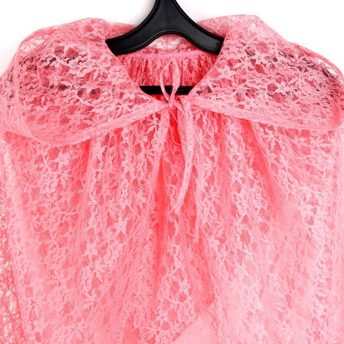 Карнавальный набор принцессы плащ гипюр коралловый,корона,длина 100см