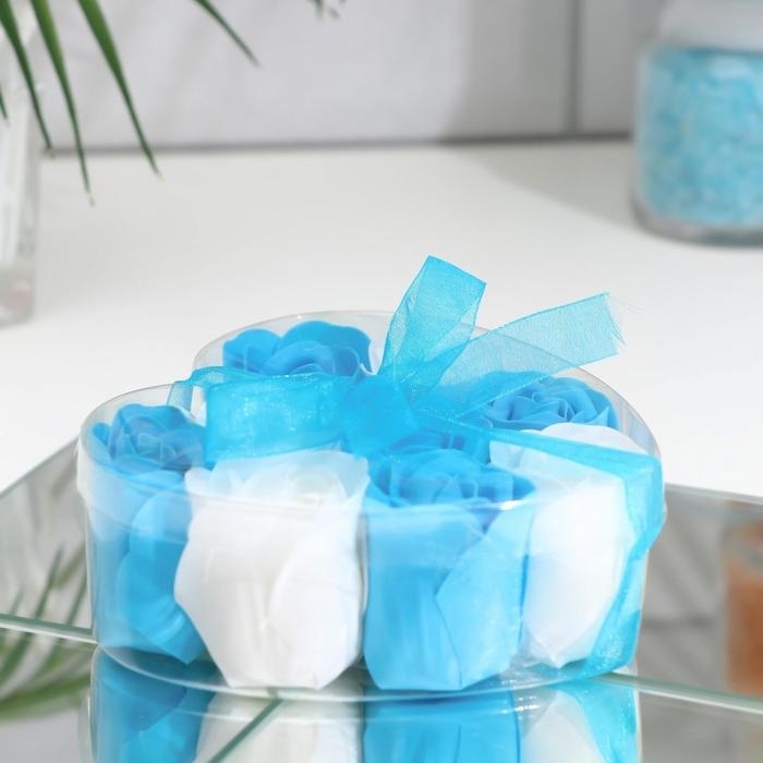 Мыльные розочки, синие и белые, набор 9 шт. Мыльные розочки, синие и белые, набор 9 шт.