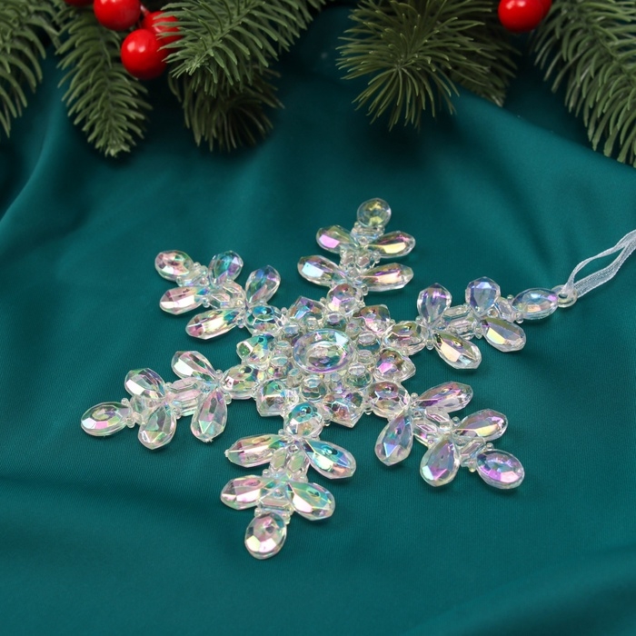 Ёлочная игрушка &laquo;Зимнее волшебство. Снежинка перелив&raquo; пластик, 11х9,5 см, прозрачный