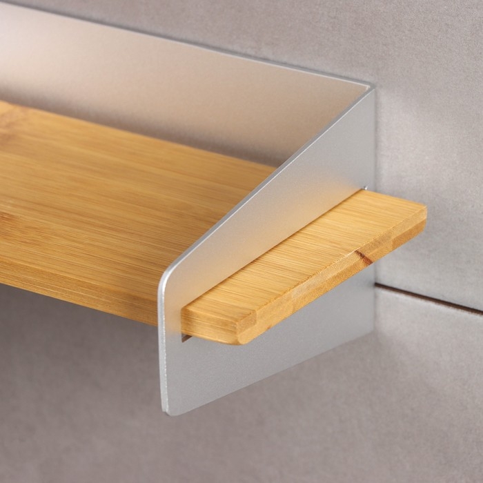 Полка настенная, 31×17,5×12 см, алюминий, бамбук Полка настенная, 31×17,5×12 см, алюминий, бамбук