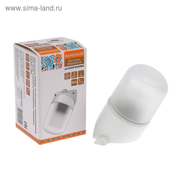 Светильник TDM НПБ 400-1П "Народный", Е27, 60 Вт, IP54, до +100&deg;, настенный, белый