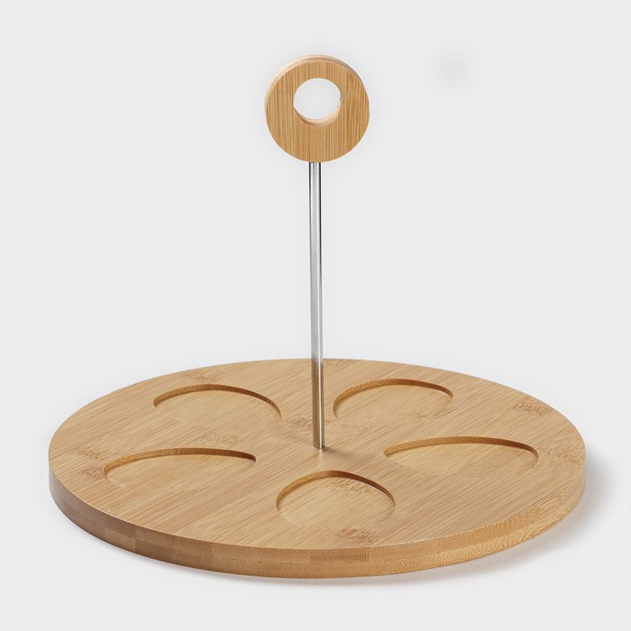 Набор салатников керамических на деревянной подставке &laquo;Эстет. Лепесток&raquo;, 5 предметов: 90 мл, цвет белый