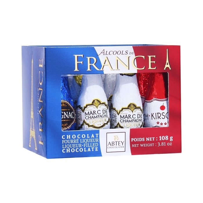Новый год. Шоколад фигурный ALCOOLS DE FRANCE, с алкогольной начинкой, ассорти, 9 г