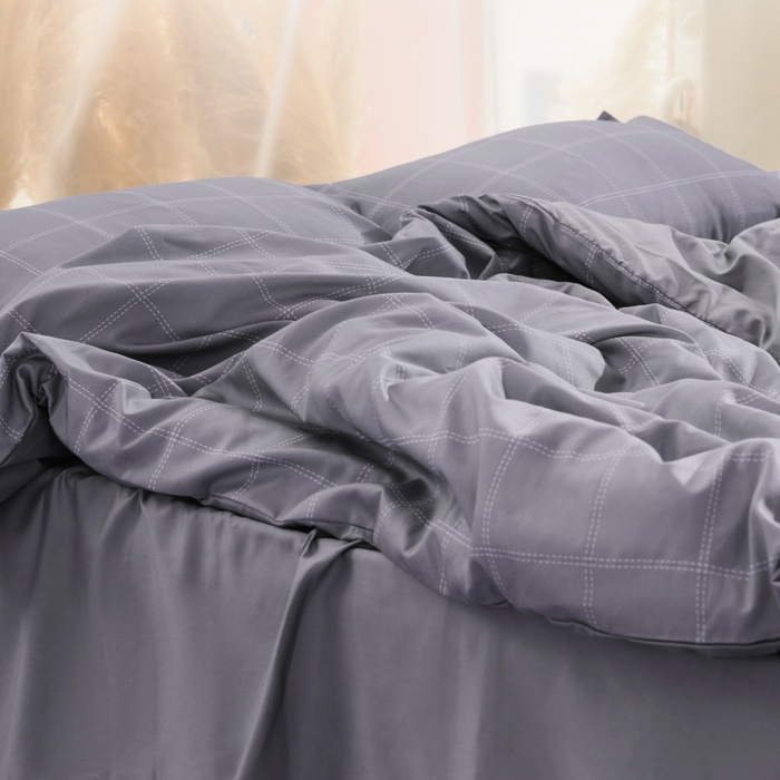 Постельное бельё Этель дуэт Cage: grey, 143х215 см-2шт, 215х240 см, 50х70+3 см-2 шт, мако-сатин, 114г/м2 Постельное бельё Этель дуэт Cage: grey, 143х215 см-2шт, 215х240 см, 50х70+3 см-2 шт, мако-сатин, 114г/м2