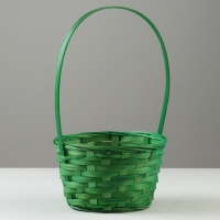 Корзина плетеная, D19 х 9,5 х 32 см, зелёная, бамбук Корзина плетеная, D19 х 9,5 х 32 см, зелёная, бамбук