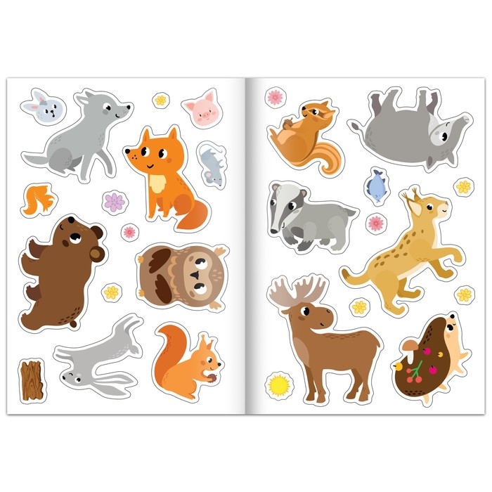 Набор 3 в 1 «Жители леса»: 12 пазлов, книга с наклейками, раскраска Набор 3 в 1 «Жители леса»: 12 пазлов, книга с наклейками, раскраска