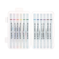 Набор маркеров, двусторонние, пулевидный и скошенный наконечники, 12 цветов