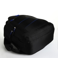 Рюкзак школьный из текстиля на молнии, 5 карманов, цвет чёрный/синий