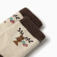 Носки детские из монгольской шерсти "Олень", цвет шоколадный, размер 10-12
