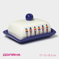 Маслёнка Доляна &laquo;Емеля&raquo;, 17&times;12&times;8,5 см, цвет белый