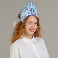 Кокошник &laquo;Голубые узоры на белом&raquo;, картон, ламинат