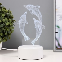 Светильник сенсорный "Дельфины" LED 7 цветов USB/от батареек белый  RISALUX