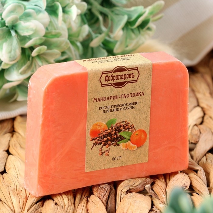 Мыло СПА - уход для бани и сауны Мыло СПА - уход для бани и сауны "Мандарин — Гвоздика" Добропаровъ РУЧНАЯ РАБОТА 80 гр