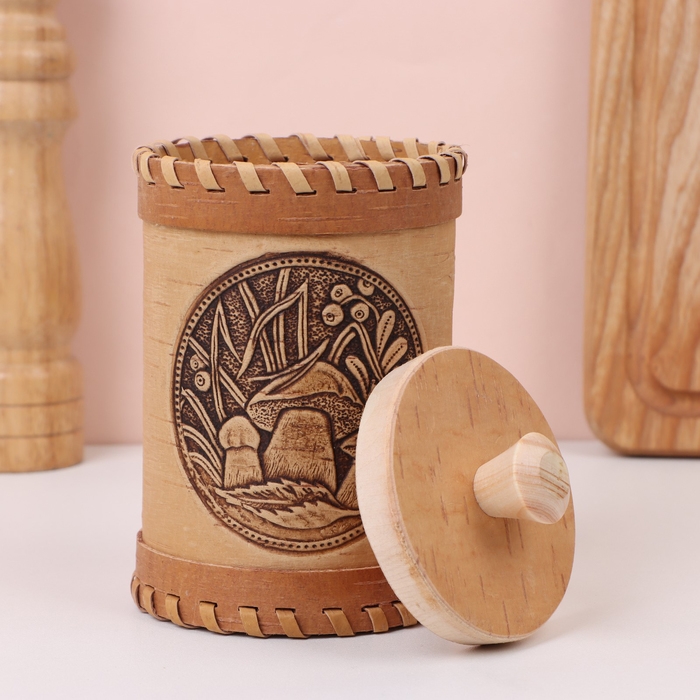 Туес «Грибочки», 8×8×14 см, береста Туес «Грибочки», 8×8×14 см, береста