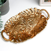 Подставка интерьерная полистоун "Золотые пальмовые листья" 4х21,5х36 см Подставка интерьерная полистоун "Золотые пальмовые листья" 4х21,5х36 см