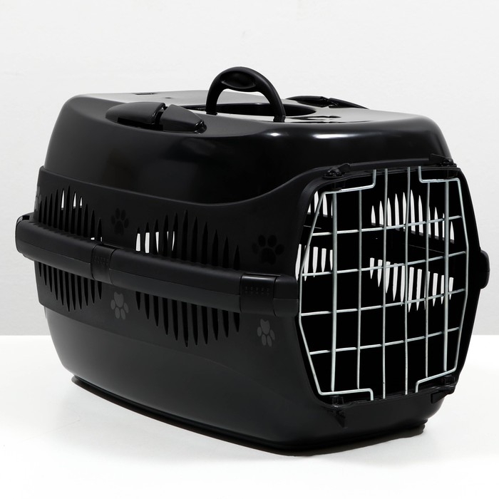 Переноска для животных до 12 кг Переноска для животных до 12 кг "Пижон" 49х33х32см, металлическая дверь, черная