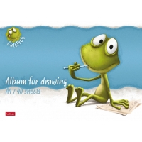 Альбом для рисования А4, 40 листов, на скрепке, "Лягушонок Ден", обложка мелованный картон, матовая ламинация, тиснение, блок 100 г/м², МИКС Альбом для рисования А4, 40 листов, на скрепке, "Лягушонок Ден", обложка мелованный картон, матовая ламинация, тиснение, блок 100 г/м², МИКС