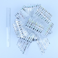 Бант - шар №10 &laquo;Полоски&raquo;, цвет серебро