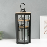 Подсвечник металл, дерево, фонарь"Шесть граней" набор 3 шт 22,5х19,5х43,5; 18,5х16х31 см Подсвечник металл, дерево, фонарь"Шесть граней" набор 3 шт 22,5х19,5х43,5; 18,5х16х31 см