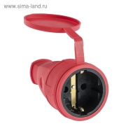 Розетка переносная 16-005, 16 А, 250 В, IP44, с з/к, с заглушкой, каучук, красная Розетка переносная 16-005, 16 А, 250 В, IP44, с з/к, с заглушкой, каучук, красная