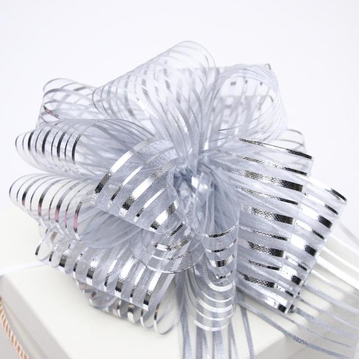 Бант - шар №10 &laquo;Полоски&raquo;, цвет серебро