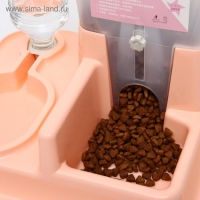 Комплекс: контейнер для корма 38х22х34 см (1,5 кг), съемная миска и поилка, персиковый