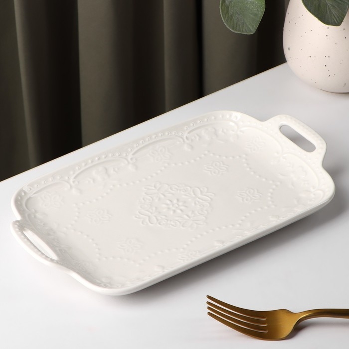 Блюдо керамическое Доляна &laquo;Сьюзен&raquo;, 25&times;14,5 см, цвет белый