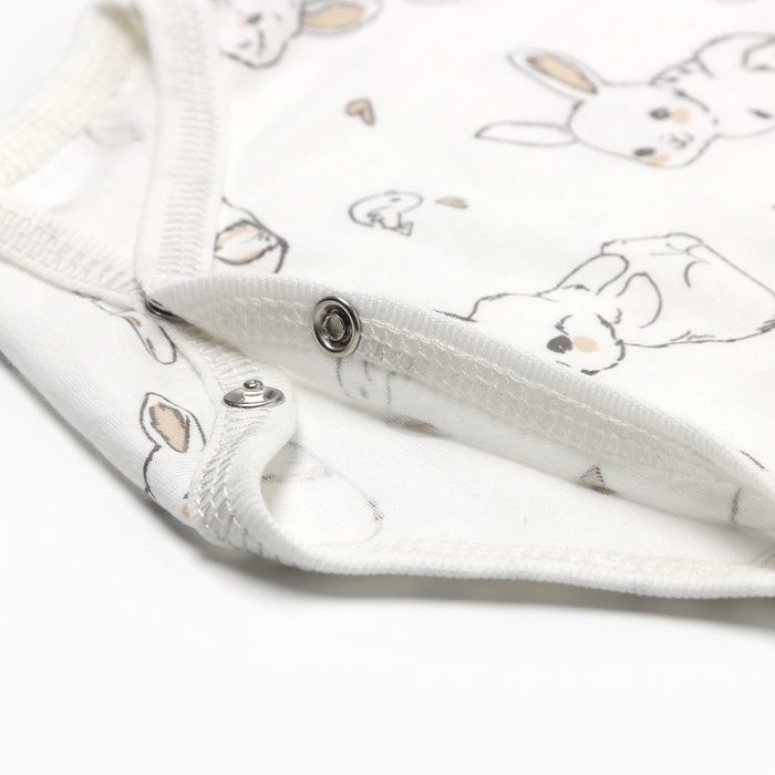 Боди детское с длинным рукавом, цвет белый/зайчики, рост 80