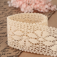 Кружево вязаное, 60 мм &times; 10 &plusmn; 1 м, цвет бежевый