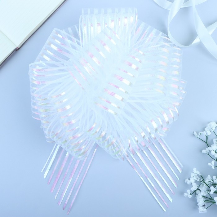 Бант - шар №10 «Полоски», белый Бант - шар №10 «Полоски», белый