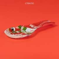 Подставка стеклянная под ложку Доляна &laquo;Снеговик&raquo;, 24&times;10 см