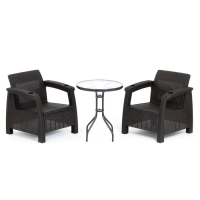 Набор садовой мебели: 2 кресла, стол, цвет мокко Набор садовой мебели: 2 кресла, стол, цвет мокко