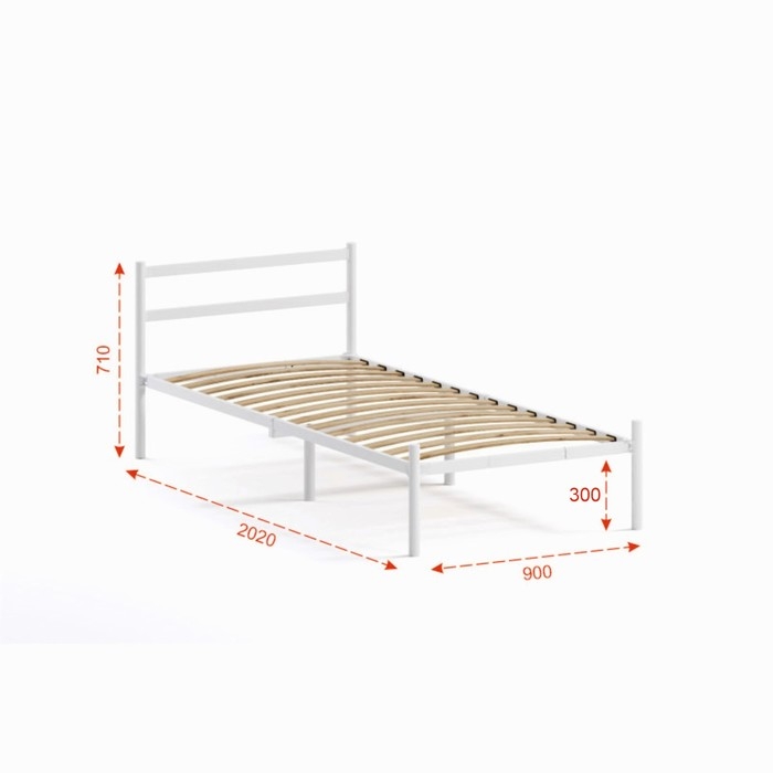 Кровать разборная металлическая Мета 900х2000, белая