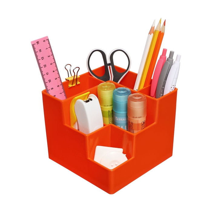 Подставка-органайзер для канцелярии 6 отделений цвет оранжевая Подставка-органайзер для канцелярии 6 отделений цвет оранжевая