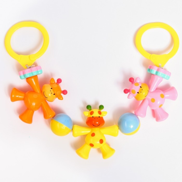 Растяжка на коляску/кроватку «Жирафики», 3 игрушки с погремушками, цвет МИКС, Крошка Я Растяжка на коляску/кроватку «Жирафики», 3 игрушки с погремушками, цвет МИКС, Крошка Я