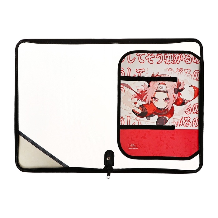 Папка для труда А4, молния вокруг, откидная планка, пластиковая, ПТР-1, с наполнением 10 предметов, для девочки, Calligrata Папка для труда А4, молния вокруг, откидная планка, пластиковая, ПТР-1, с наполнением 10 предметов, для девочки, Calligrata "Аниме сакура"