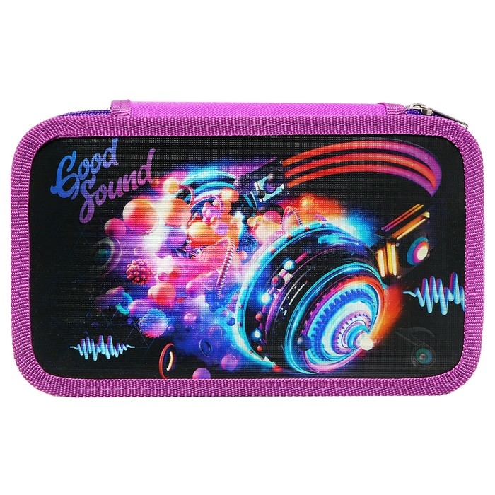 Пенал 3 секции, 125 х 205 х 55 мм, Calligrata 8П26/3 Пенал 3 секции, 125 х 205 х 55 мм, Calligrata 8П26/3 "Музыка" (с эффектом металлика) ,ламинированный картон