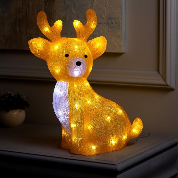 Светодиодная фигура &laquo;Оленёнок&raquo; 31 &times; 38 &times; 17 см, акрил, 50 LED, 220 В, свечение белое
