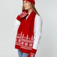 Шапка Elnik, красная с молочно-белым