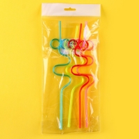 Трубочки для коктейля &laquo;Завитушка&raquo;, набор 4 шт., цвета МИКС