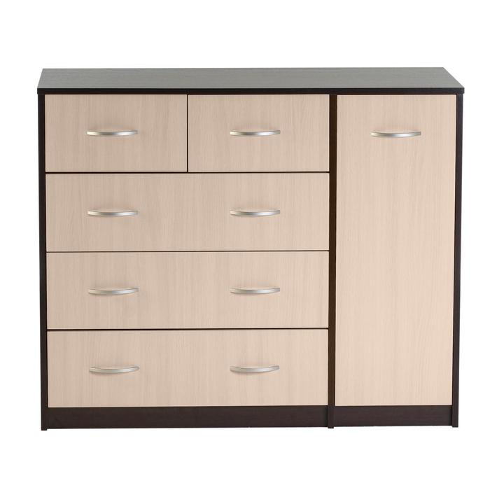 Комод 5 ящиков с дверью, 1100х480х900, Венге темный/Венге светлый Комод 5 ящиков с дверью, 1100х480х900, Венге темный/Венге светлый