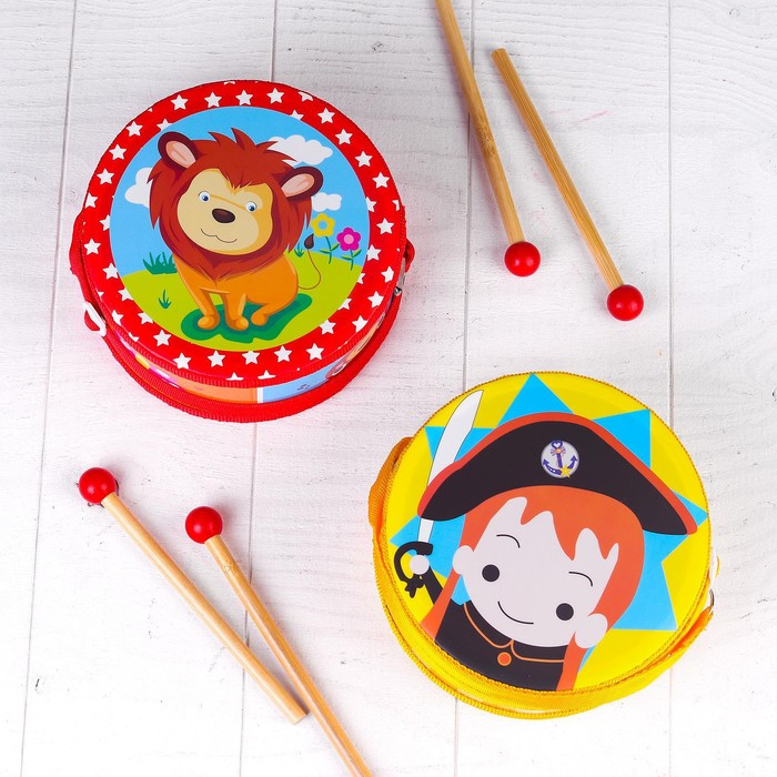 Музыкальная игрушка «Барабан», с рисунком, цвета микс, бумажная мембрана Музыкальная игрушка «Барабан», с рисунком, цвета микс, бумажная мембрана