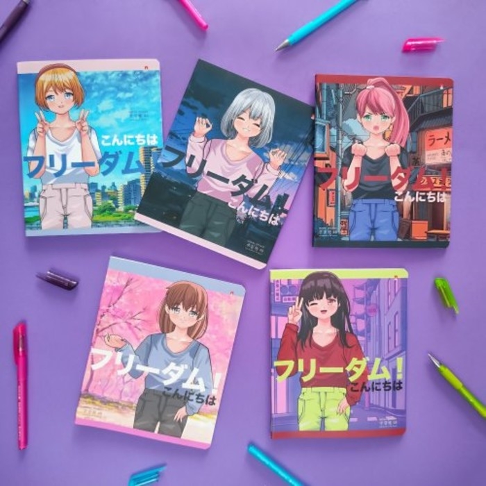 Тетрадь 48 листов в клетку ANIME. FREEDOM, обложка мелованный картон, матовая ламинация, МИКС Тетрадь 48 листов в клетку ANIME. FREEDOM, обложка мелованный картон, матовая ламинация, МИКС
