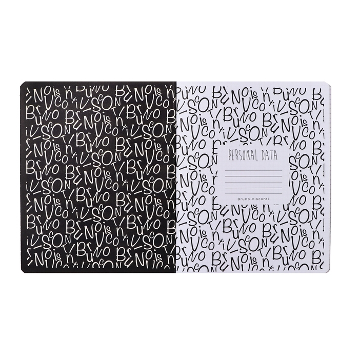 Тетрадь 48 листов в клетку BLACK&WHITE.NEW, обложка мелованный картон, ламинация "софт-тач", МИКС