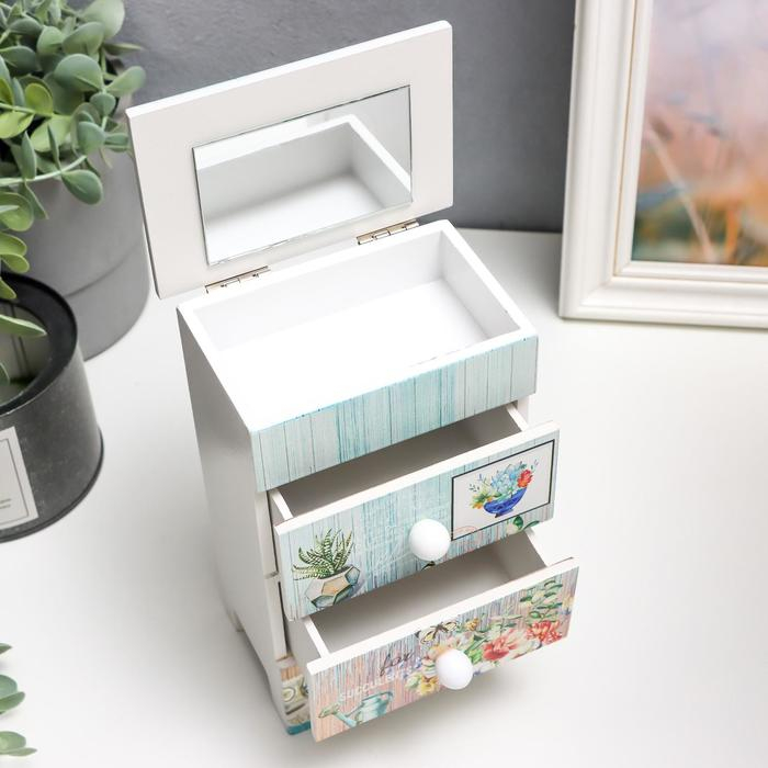 Шкатулка дерево 3 ящика Шкатулка дерево 3 ящика "Букет в античной вазе" 18,5х11,7х7,5 см