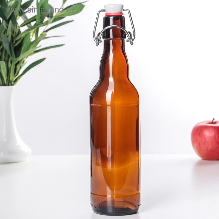 Бутылка бугельная, 500 мл, с пробкой, цвет коричневый Бутылка бугельная, 500 мл, с пробкой, цвет коричневый