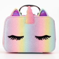 Набор детской косметики в чемодане &laquo;Единорожка&raquo;, тени, резинки для волос, блески для губ, глиттер, украшения, лаки для ногтей, наклейки, пилочка, расчёска, кисти, косметичка