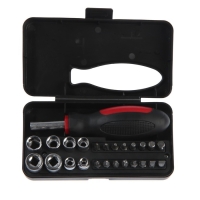 Отвертка с набором бит и торцевых головок ТУНДРА, пластиковый кейс, 25 предметов Отвертка с набором бит и торцевых головок ТУНДРА, пластиковый кейс, 25 предметов